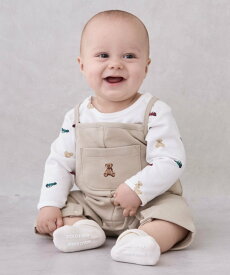 【SALE／50%OFF】petit main 【POLO BCS】モチーフ長袖サロペット ナルミヤオンライン マタニティウェア・ベビー用品 ベビートップス グレー ホワイト
