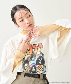 【SALE／30%OFF】FREAK'S STORE KISS 袖ギャザーTシャツ フリークスストア トップス カットソー・Tシャツ ホワイト ブラック【送料無料】