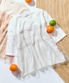 【SALE／5%OFF】FREAK'S STORE チュール フリル ドッキング 半袖 Tシャツ【限定展開】 25SS フリークスストア トップス カットソー・Tシャツ グレー ブルー ホワイト ピンク ブラック グリーン