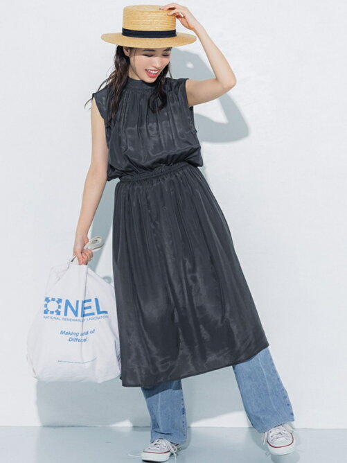 Coca バックリボンスタンドカラーサテンワンピース Rakuten Fashion 楽天ファッション 旧楽天ブランドアベニュー De3521