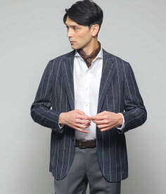 【SALE／40%OFF】NEWYORKER MEN Loro Piana SUMMERTIME ビッグピッチストライプジャケット(2ボタン・サイドベンツ) ニューヨーカー ジャケット・アウター テーラードジャケット・ブレザー ネイビー【送料無料】