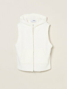 three dots Feather wool vest �X���[�h�b�c �g�b�v�X �j�b�g �u���b�N �z���C�g�y���������z
