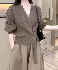 【SALE／39%OFF】miniministore ニットトップス カシュクールニット 韓国 ミニミニストア トップス ニット グレー ホワイト ブラック ブラウン