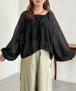 【前後2WAY】刺繍ワッシャー前リボンブラウス