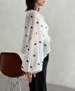 【前後2WAY】刺繍ワッシャー前リボンブラウス