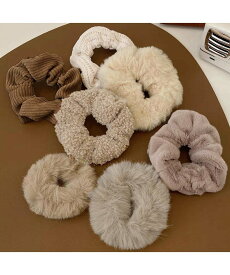 【SALE／40%OFF】miniministore シュシュ 7本セット秋冬ヘアアクセサリー ミニミニストア ヘアアクセサリー その他のヘアアクセサリー ホワイト グリーン イエロー ピンク グレー ブラウン