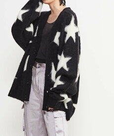 CONVERSE TOKYO STAR★ SHAGGY KNIT CARDIGAN コンバーストウキョウ トップス ニット グレー ブラック【送料無料】