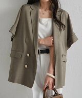 【SALE／35%OFF】Ranan Ranan/(W)麻調ダブルボタンハーフスリーブジャケット ラナン ジャケット・アウタ…