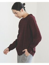 【SALE／70%OFF】BEAMS HEART BEAMS HEART / ケーブル クルーネック ニット ビームス アウトレット トップス ニット レッド ホワイト ベージュ ブルー