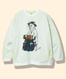 GO SLOW CARAVAN go slow caravan/(M)Wフェイス天竺 野営猫 ロングスリーブTEE ゴースローキャラバン トップス カットソー・Tシャツ ブラック ベージュ【送料無料】