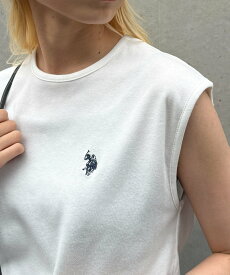 【SALE／50%OFF】U.S. POLO ASSN. U.S. POLO ASSN./【別注】スムースタンクトップ ノースリーブ ポロ セットアップセブン トップス ノースリーブ・タンクトップ ネイビー ブラック ホワイト ピンク