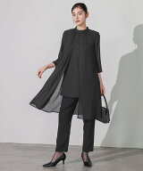 Callarus 【喪服・礼服】洗える防しわ前開きスタンドカラーロングブラウス+テーパードパンツ カラルス ス…