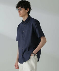 NANO universe 「ICE FLOW LINEN」レギュラーカラーシャツ 半袖 ナノユニバース トップス シャツ・ブラウス ネイビー ホワイト ブルー【送料無料】