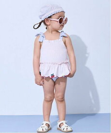 【SALE／20%OFF】petit main 【SWIM】いちごペプラムワンピース水着 ナルミヤオンライン 水着・スイムグッズ 水着 パープル ピンク オレンジ