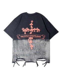 GALLIS ADDICTION GA BLEACH-WASH CROSS SS TEE(MENS) �W���b�N���[�Y �g�b�v�X �J�b�g�\�[�ET�V���c �u���[ �I�����W �z���C�g�y���������z