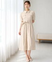 【SALE／50%OFF】MISCH MASCH ステッチ配色パフスリーブシャツワンピース MM627425 ミッシュマッシュ ワンピース・ドレス シャツワンピース ブラック ネイビー ベージュ【送料無料】
