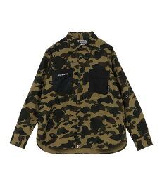 A BATHING APE 1ST CAMO OUTDOOR DETAIL POCKET RELAXED FIT SHIRT ア ベイシング エイプ トップス シャツ・ブラウス グリーン イエロー【送料無料】