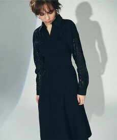 【SALE／70%OFF】GRACE CONTINENTAL レースレイヤードニットワンピース グレースコンチネンタル ワンピース・ドレス ワンピース ベージュ ブラック【送料無料】