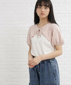 【SALE／50%OFF】PINK-latte ボレロドッキング風カットソー ピンク ラテ トップス カットソー・Tシャツ ホワイト グリーン ピンク