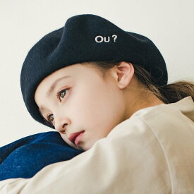 【SALE／20%OFF】branshes 【Ou? by EDWIN】ロゴ刺繍ベレー帽 ブランシェス 帽子 ハンチング・ベレー帽 ブラック オレンジ