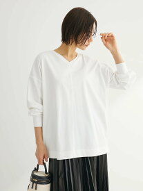 【SALE／50%OFF】Green Parks 前後でも着れちゃう万能長袖ロンT 24SS/2WAY/クルーネック/Vネック グリーンパークス トップス カットソー・Tシャツ ホワイト ブラック ベージュ グリーン