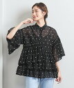 【SALE／50%OFF】UNITED ARROWS イレギュラー シャーリング ジャカードブラウス 6SL ユナイテッドアローズ アウトレット トップス シャツ・ブラウス ブラック ホワイト【送料無料】