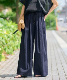 JOURNAL STANDARD relume 《追加2》リネンコットンワイドギャザーパンツ ジャーナル スタンダード レリューム パンツ その他のパンツ ネイビー ベージュ カーキグリーン【送料無料】