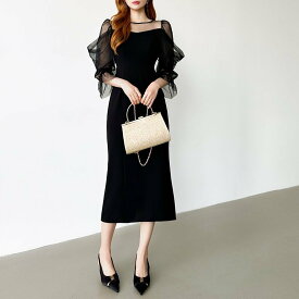 【SALE／32%OFF】COCOMOMO 凛と華やぐ,オフショルチュールパーティードレス 結婚式ワンピース ドレス ココモモ ワンピース・ドレス ドレス ブルー ブラック ブラウン【送料無料】