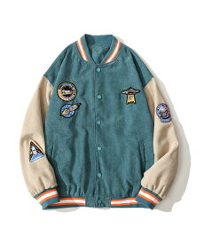 【SALE／20%OFF】HOOK HOOK/(U)アメカジ配色クマワッペンスタジャンジャケット アイモハ ジャケット・アウター スタジャン・スカジャン ブラック グリーン【送料無料】
