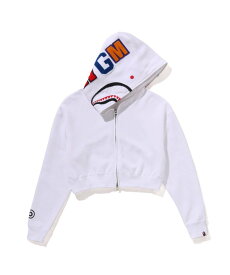 A BATHING APE SHARK CROPPED FULL ZIP HOODIE ア ベイシング エイプ トップス パーカー・フーディー ブラック ホワイト【送料無料】