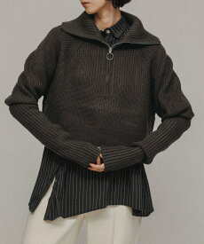 【SALE／50%OFF】M TO R [TOPS]CROPPED DESIGN HALFZIP KNIT PULLOVER アダムエロペ トップス ニット グレー ホワイト レッド【送料無料】