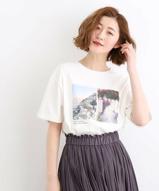 grove フォトTシャツ グローブ トップス カットソー・Tシャツ ホワイト イエロー ベージュ