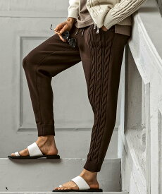 【SALE／27%OFF】AKM Contemporary AKM Contemporary サイドケーブルニットパンツ シフォン パンツ その他のパンツ ホワイト ブラック ブラウン【送料無料】