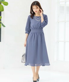 AddRouge ＜袖レース＞ドレス ワンピース ロング丈 結婚式 演奏会 お呼ばれ 大きいサイズ アッドルージュ ワンピース・ドレス ワンピース ブルー グレー ネイビー ブラック ピンク【送料無料】