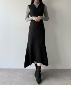 【SALE／48%OFF】JUNOAH mipiarl ツイードレースアップマーメイドジャンスカ ジュノア ワンピース・ドレス ジャンパースカート ホワイト ブラック【送料無料】