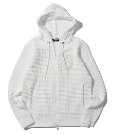 【SALE／10%OFF】ADPOSION ADPOSION/(M)【1PIU1UGUALE3 RELAX】別注POLY WAFFLE HOODIE / ワッフルジップアップパーカー テットオム トップス パーカー・フーディー ブラック ホワイト【送料無料】