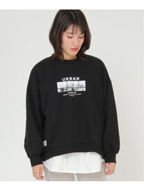 【SALE／50%OFF】ikka URBAN NATURE LIFE プリントスウェット イッカ トップス カットソー・Tシャツ ブラック