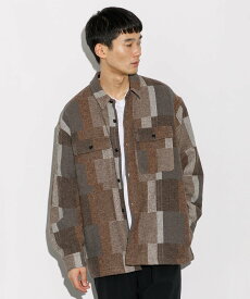 【SALE／50%OFF】AMERICAN RAG CIE パッチワークチェックCPOシャツ アメリカンラグシー トップス シャツ・ブラウス ベージュ レッド【送料無料】