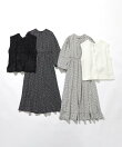 【洗える】フラワープリントワンピース × ニットベスト セット