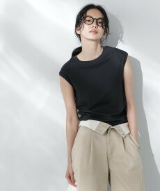 NANO universe Anti Soaked(R) 汗染み防止リブノースリーブTシャツ(セットアップ可) ナノユニバース トップス カットソー・Tシャツ グレー ブラック ホワイト カーキグリーン【送料無料】