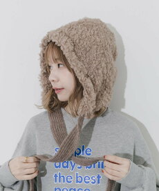 SMELLY ループボアボンネット スメリー 帽子 ニット帽・ビーニー ベージュ ブラック