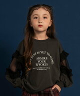 branshes 【WEB限定】チュール切替長袖Tシャツ ブランシェス トップス カットソー・Tシャツ ブラウン グ…