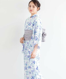 SOUBIEN 浴衣2点セット レディース (浴衣+帯) ソウビエン 着物・浴衣・和装小物 浴衣 グリーン ホワイト【送料無料】