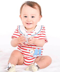 【SALE／50%OFF】SLAP SLIP BABY 【マリンシリーズ】コンパス+望遠鏡モチーフセーラーボディミニベビー(70~80cm) ベベ オンライン ストア マタニティウェア・ベビー用品 ベビートップス ホワイト レッド