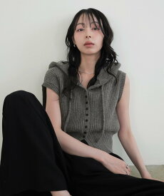 LIAN アルパカタッチフードベスト リアン トップス ニット ホワイト ブラウン ブラック レッド グレー【送料無料】