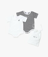 agnes b. ENFANT ベビー ロゴ ボーダー コットン 半袖 ボディスーツ 2枚組 アニエスベー マタニティウェ…