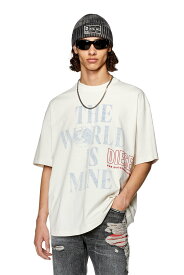 【SALE／40%OFF】DIESEL メンズ Tシャツ ルーズフィット グラフィック ロゴ ディーゼル トップス カットソー・Tシャツ ホワイト【送料無料】