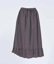 【SALE／50%OFF】Mademoiselle NON NON スーピマタイプライターチェックダブルワッシャー ギャザースカート マドモアゼルノンノン スカート ロング・マキシスカート レッド【送料無料】