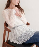 natural couture 総レースティアードTOPS ナチュラルクチュール トップス その他のトップス ブラウン ブ…