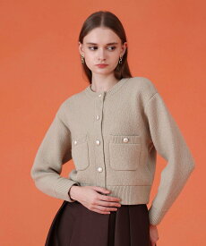 ANAYI ウールブークレブルゾン カーディガン アナイ トップス カーディガン ブラック ホワイト ベージュ【送料無料】